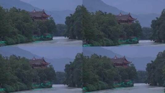 都江堰南桥岷江山色高清在线视频素材下载