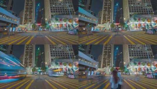 香港红绿灯人来人往_红绿灯闪烁_德辅道中高清在线视频素材下载