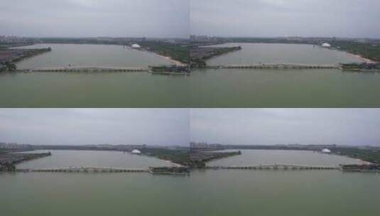 山东聊城东昌湖二十一孔桥航拍高清在线视频素材下载
