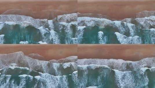 航拍泰国普吉岛绿松石海水冲刷着白色沙滩高清在线视频素材下载