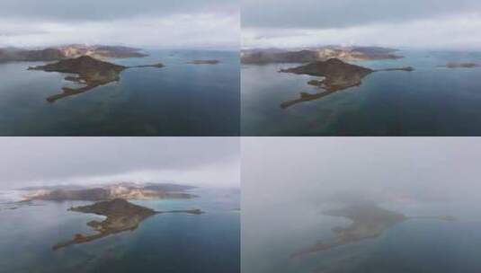 航拍西藏阿里地区阴雨天的班公湖高清在线视频素材下载