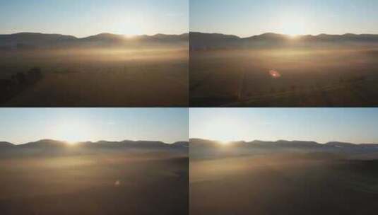 航拍大漠的日出高清在线视频素材下载