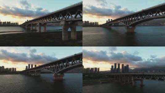 福州道庆洲大桥夕阳航拍高清在线视频素材下载