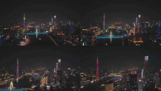 广州城市夜景 广州 珠江新城  广州灯光秀高清在线视频素材下载