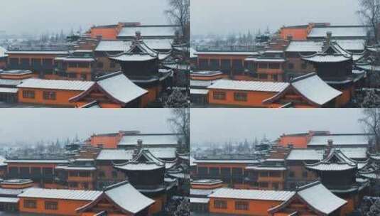 南京古鸡鸣寺雪景航拍高清在线视频素材下载