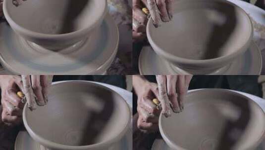 陶工轮陶艺制作陶瓷匠人非遗传承高清在线视频素材下载