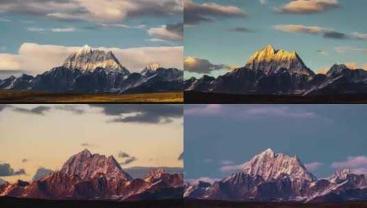 雅拉雪山日落延时摄影素材高清在线视频素材下载