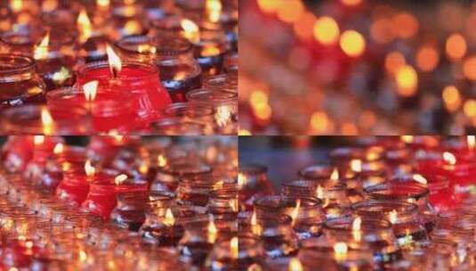 寺庙闪烁的祈福烛光佛烛高清在线视频素材下载