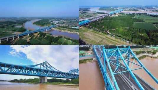 石济黄河公铁两用桥高清在线视频素材下载