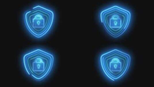 数字网络安全概念，黑色背景上有发光的蓝色高清在线视频素材下载