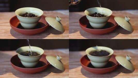 茶叶茶艺泡茶冲茶倒茶喝茶高清在线视频素材下载