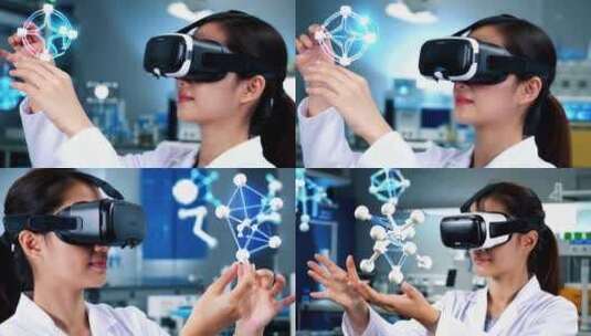 VR眼镜分子实验4K高清在线视频素材下载