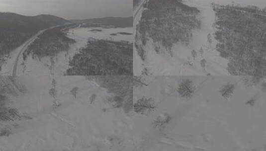 大兴安岭冬季雪原航拍高清在线视频素材下载