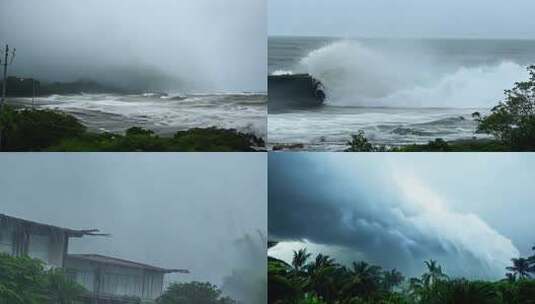 台风登陆过境 壮观的海浪翻涌景象高清在线视频素材下载