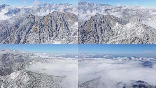 成都西岭雪山高处的云海与群山片断高清在线视频素材下载