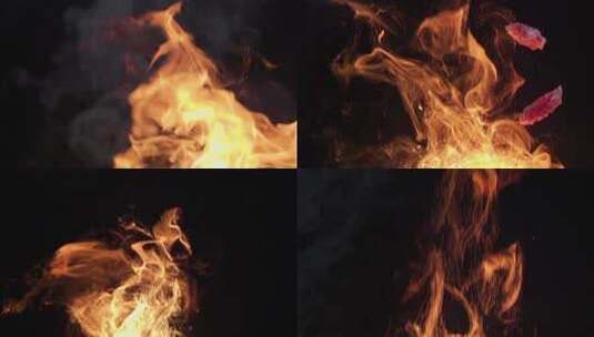 黑色背景燃烧火焰 喷火冒火 火焰展示高清在线视频素材下载