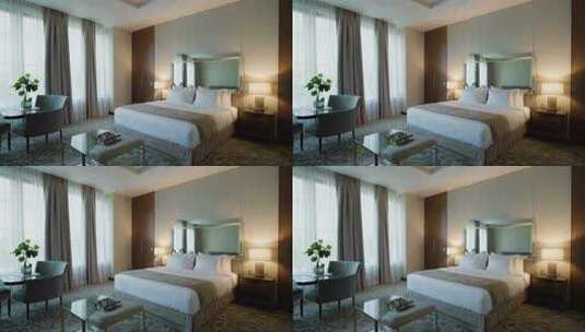 现代风格酒店卧室室内场景高清在线视频素材下载