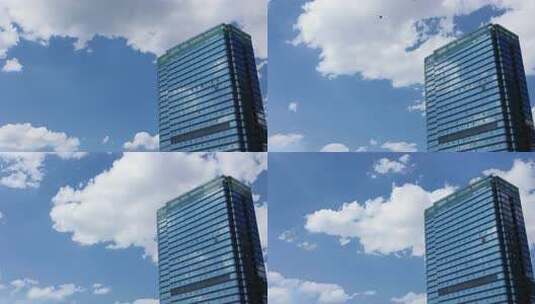 延时高楼大厦写字楼云海蓝天宣传片朝气磅礴高清在线视频素材下载