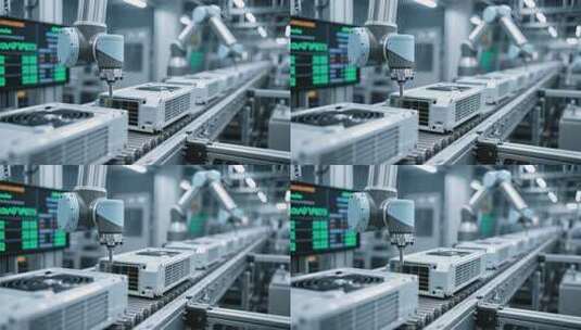 工厂自动化生产线机械臂作业高清在线视频素材下载