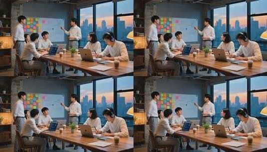 白领团队办公室开会讨论高清在线视频素材下载