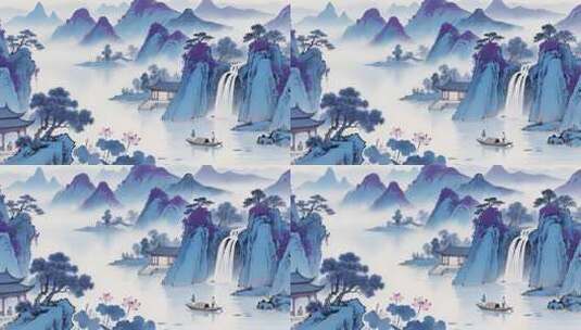 中式山水意境古风背景素材高清在线视频素材下载