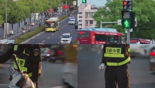 城市街道车水马龙行人匆匆车流人流十字路口高清在线视频素材下载