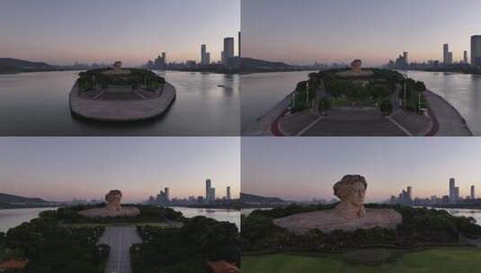 长沙橘子洲景区橘子洲大气航拍高清在线视频素材下载