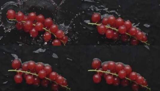 2K竖屏俯视红葡萄掉落水面高清在线视频素材下载