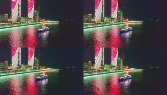 演武大桥世茂海峡双子大厦夜景高清在线视频素材下载