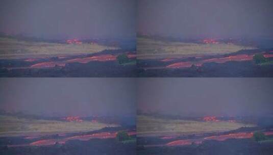 航拍夏威夷大岛上的基拉韦厄火山爆发出巨大的熔岩流高清在线视频素材下载