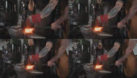 铁匠在锻造钢铁高清在线视频素材下载