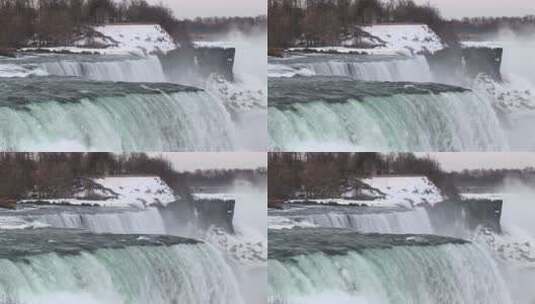 冬天瀑布的景色高清在线视频素材下载