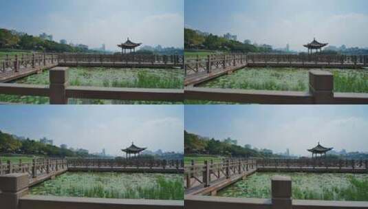 广西南宁南湖公园九曲桥高清在线视频素材下载