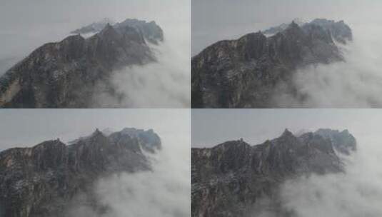 大气长城冬季雪景雾凇云海航拍高清在线视频素材下载