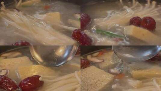 清汤高汤涮锅涮羊肉高清在线视频素材下载