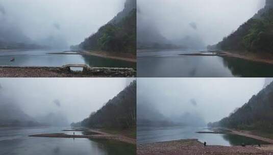 烟雨漓江航拍高清在线视频素材下载