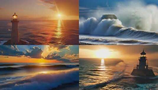 海岸灯塔壮丽景观海上灯塔希望照明海上标志高清在线视频素材下载
