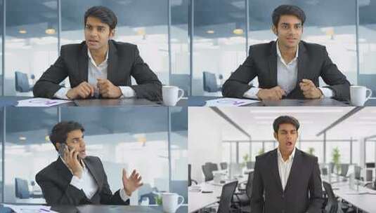 西装男子办公室工作场景高清在线视频素材下载