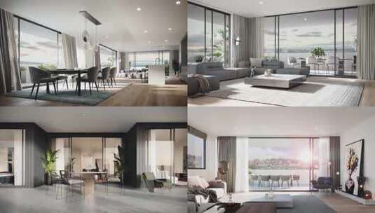 三维大平层室内装修设计房地产动画高清在线视频素材下载