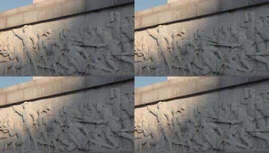 八一南昌起义纪念塔浮雕光影变化高清在线视频素材下载