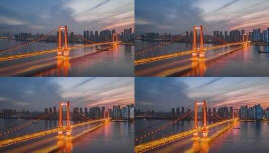鹦鹉洲长江大桥移动延时高清在线视频素材下载