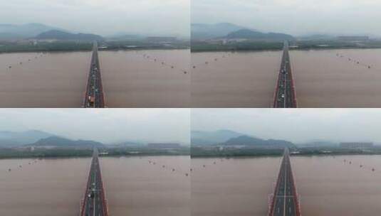 航拍台州椒江大桥往章安方向高清在线视频素材下载