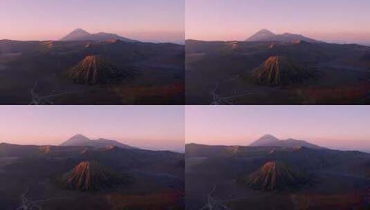 印尼布罗莫火山日出航拍高清在线视频素材下载