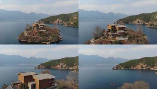 航拍四川泸沽湖美景高清在线视频素材下载