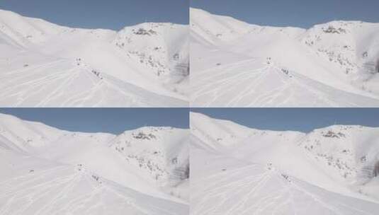新疆滑雪·雪山4K航拍高清在线视频素材下载