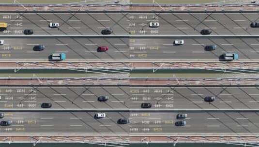 车辆行驶在大桥上俯拍高清在线视频素材下载