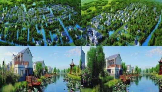 三维动画新农村建筑绿色生态建筑小康H高清在线视频素材下载