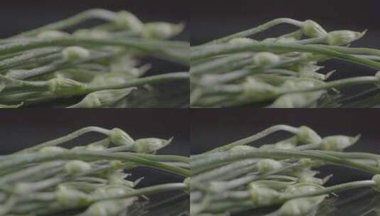 韭菜苔旋转创意拍摄LOG高清在线视频素材下载