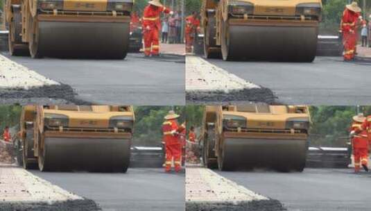 沥青 铺路 工程 施工 道路施工高清在线视频素材下载