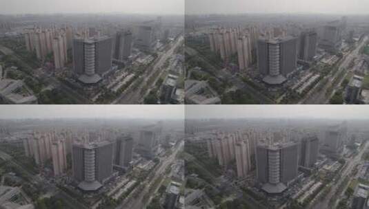张家港城区特色建筑4K航拍高清在线视频素材下载